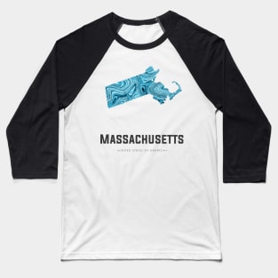 Massachusetts state map abstract blue Baseball T-Shirt